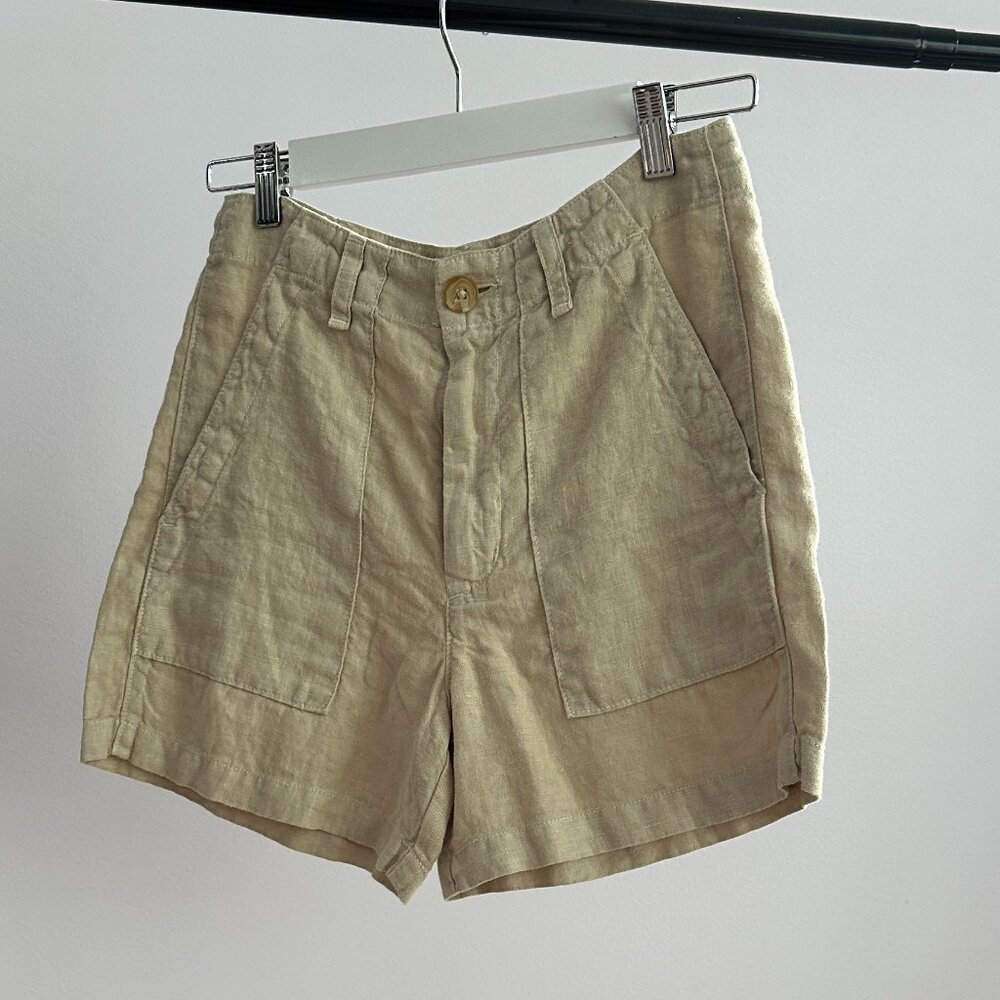 Anthropologie Velvet by Graham and Spencer Fallon Beige Linen Shorts sz 2 NWT - Picture 6 of 7